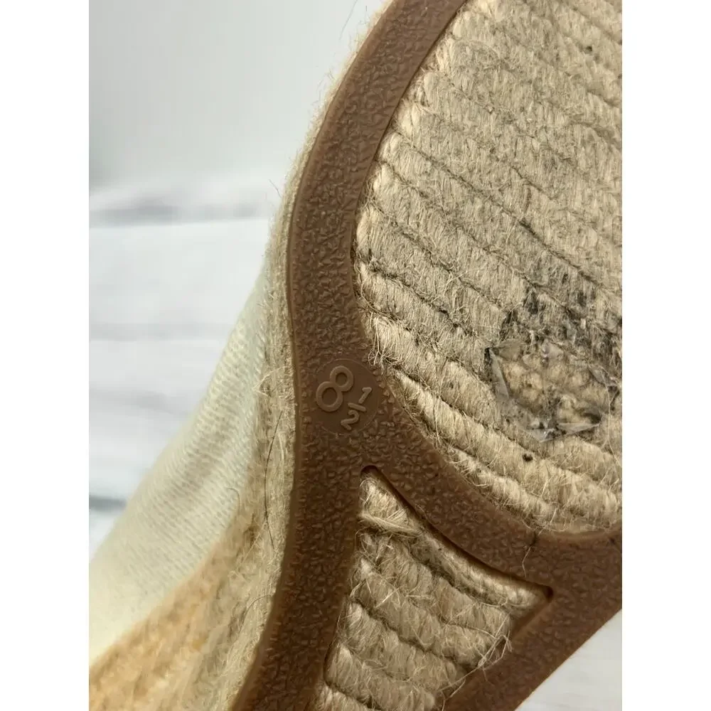 J. Crew Womens Beige‎ Seville Espadrille Metallic Canvas Wedge Sandals Size 8.5